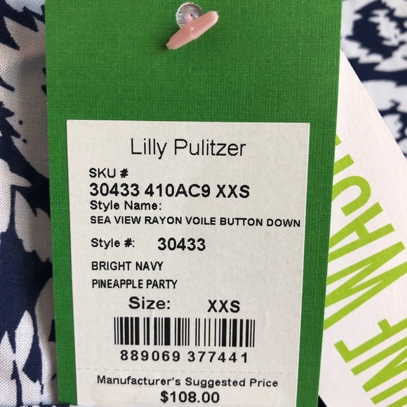 NWT Lilly Pulitzer sea view button down - Picture 4 of 4